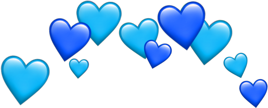 Blue Heart Emojis Scattered PNG Image