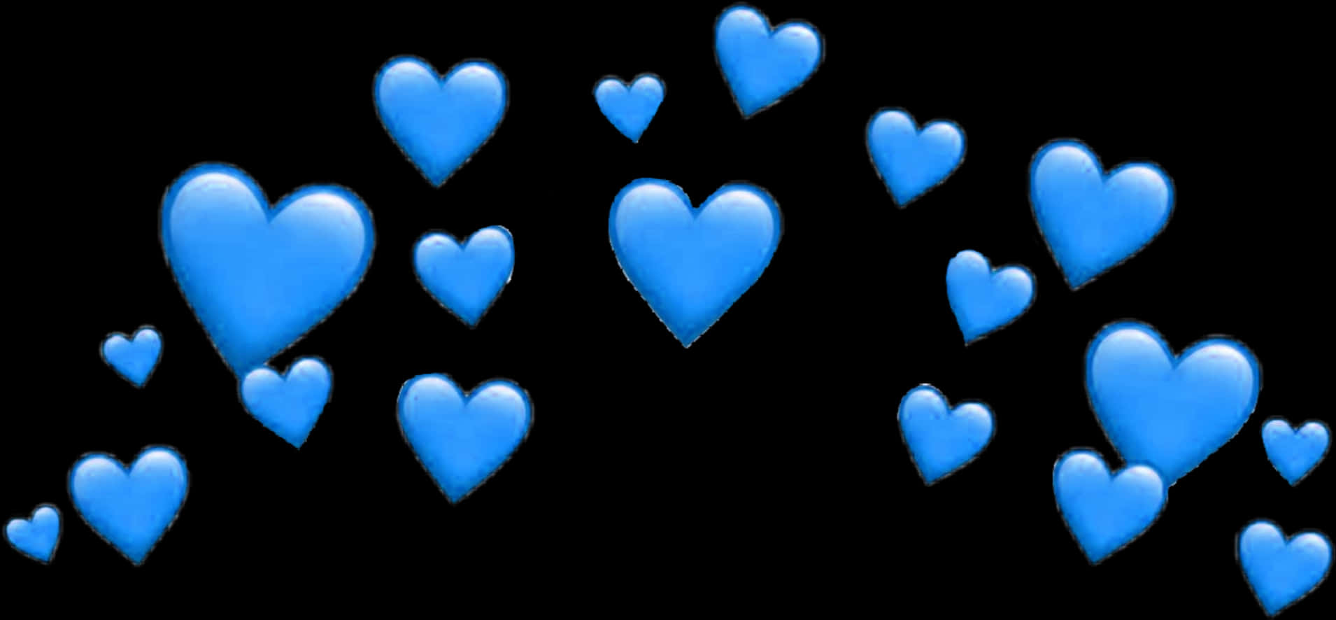 Blue Heart Emojison Black Background PNG Image