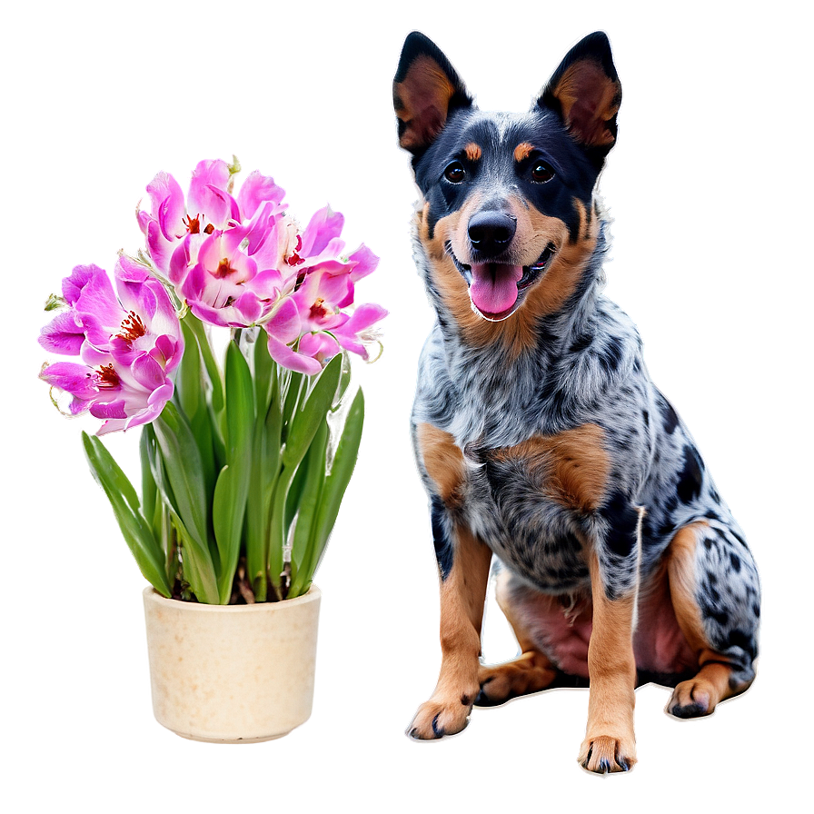 Blue Heeler With Flowers Png Try PNG Image