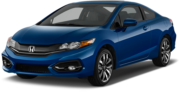 Blue Honda Civic Coupe Side View PNG Image