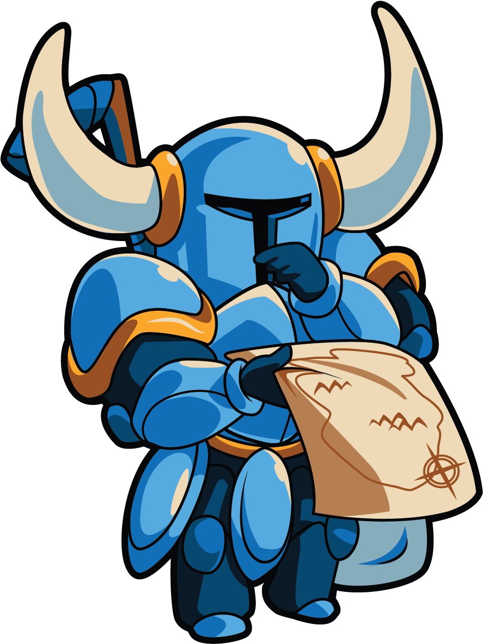 Blue Horned Knight Reading Map PNG Image