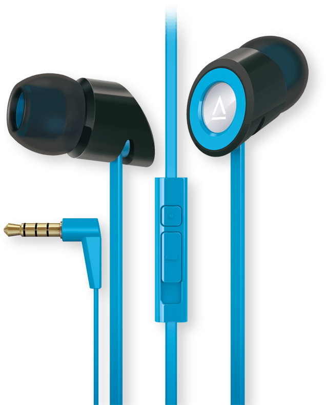 Blue In Ear Headphoneswith Mic PNG Image