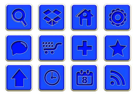 Blue Interface Icons Set PNG Image