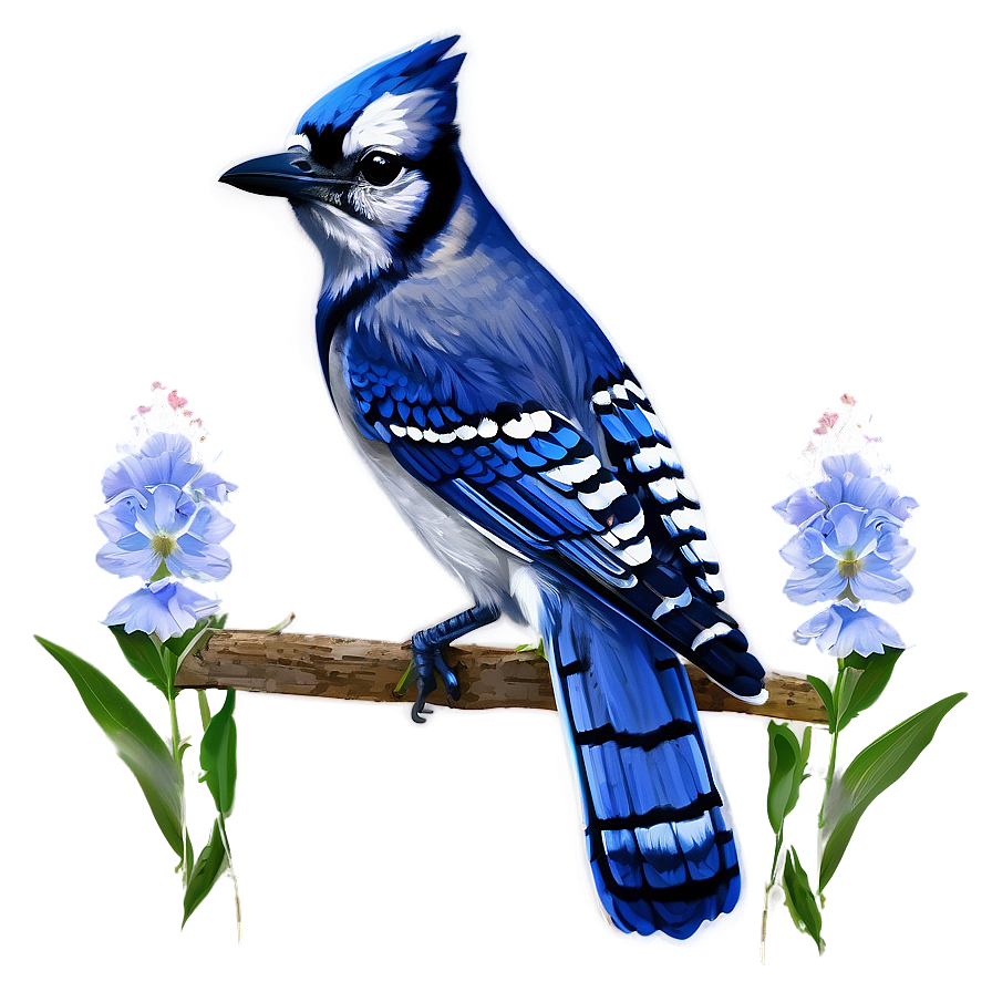 Blue Jay And Flowers Png 06262024 PNG Image