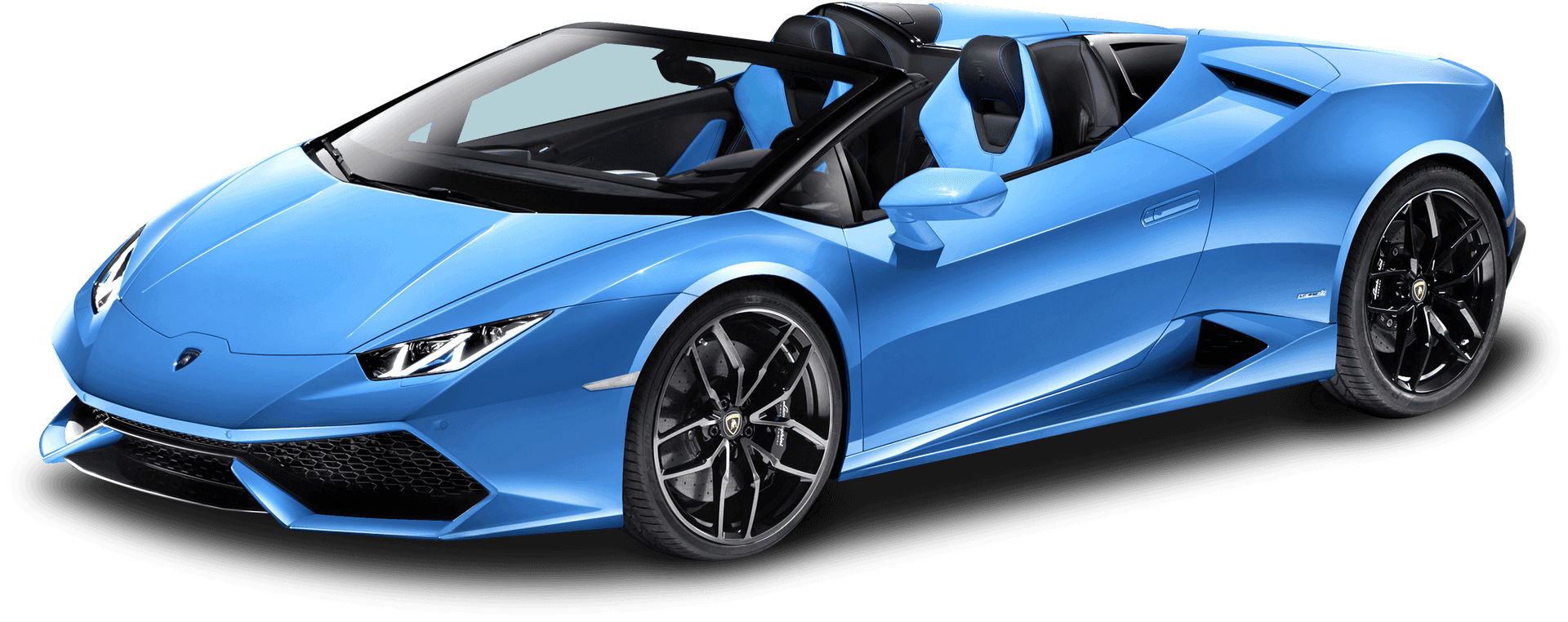 Blue Lamborghini Huracan Evo Spyder Profile View PNG Image