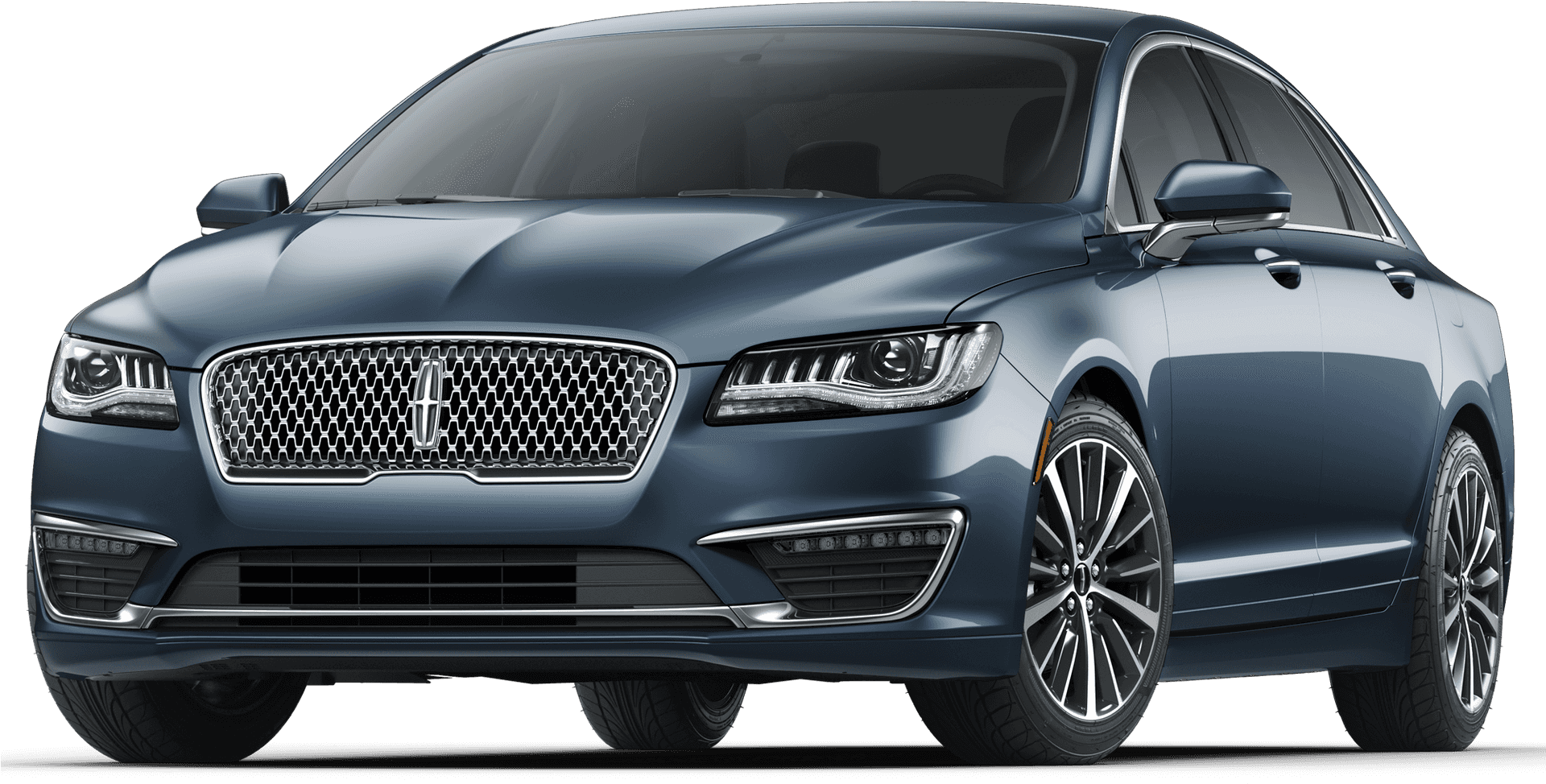 Blue Lincoln Sedan Profile View PNG Image