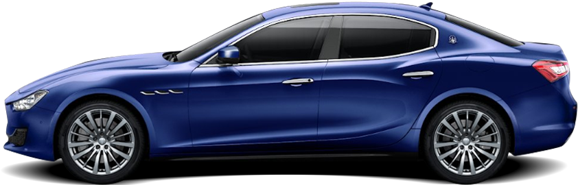 Blue Maserati Ghibli Side View PNG Image