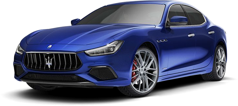 Blue Maserati Ghibli Side View PNG Image