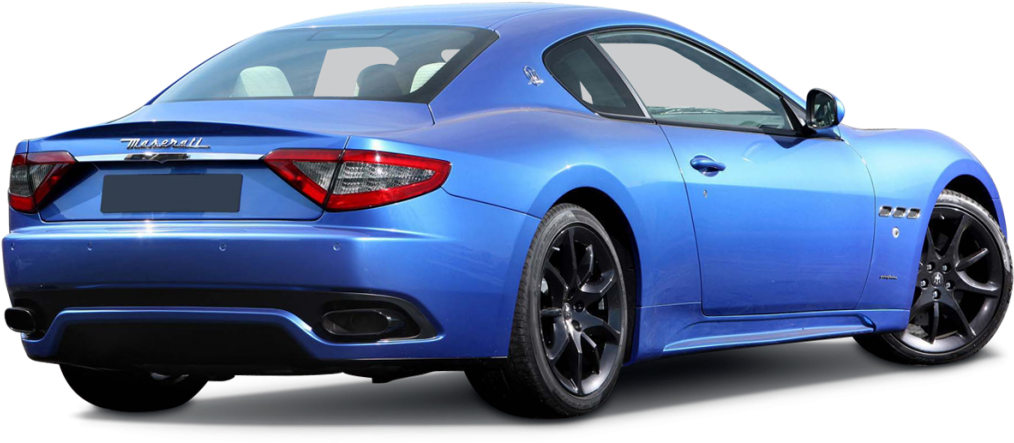 Blue Maserati Gran Turismo Side View PNG Image