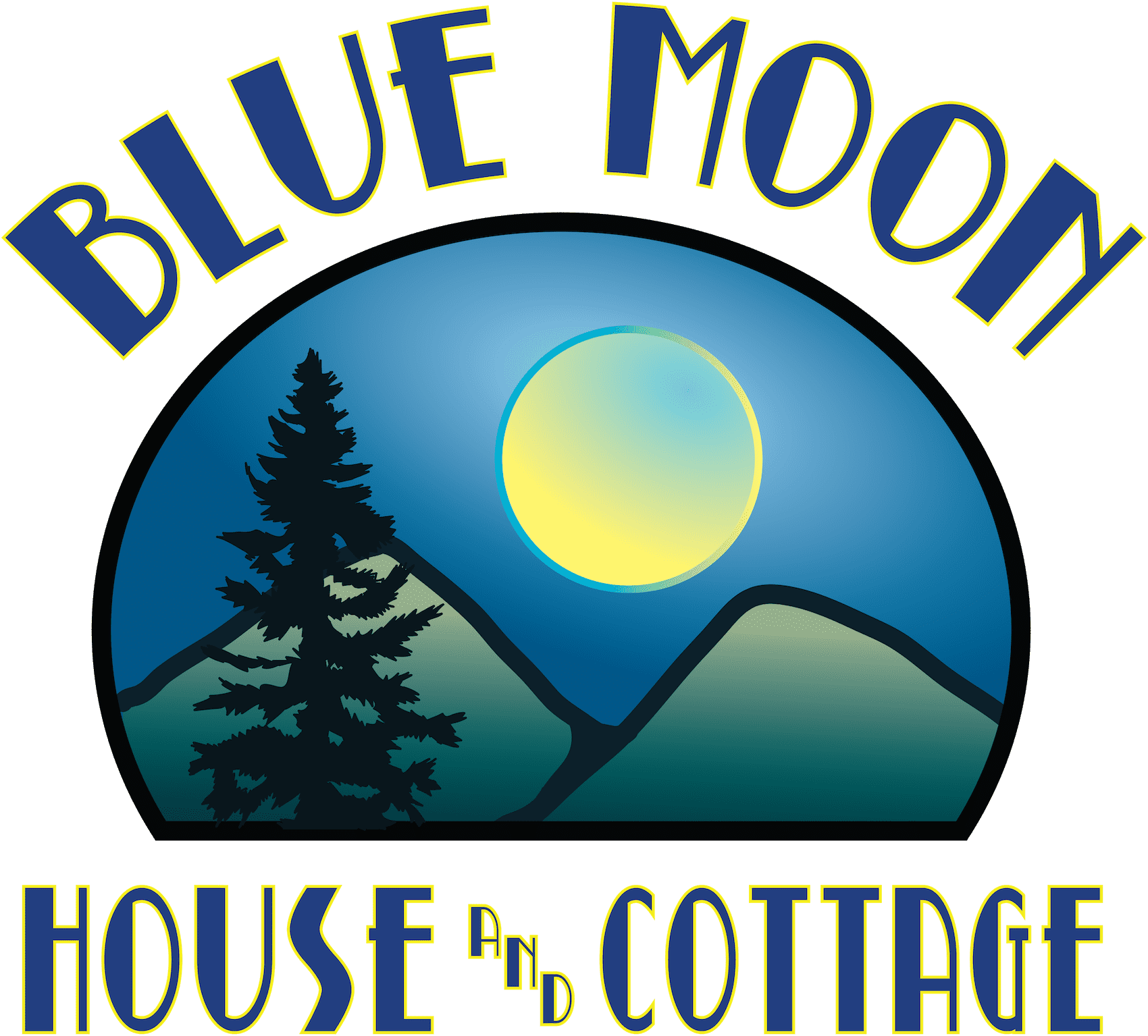 Blue Moon House Cottage Logo PNG Image