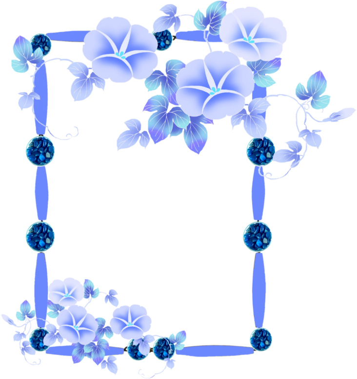 Blue Morning Glory Floral Frame PNG Image