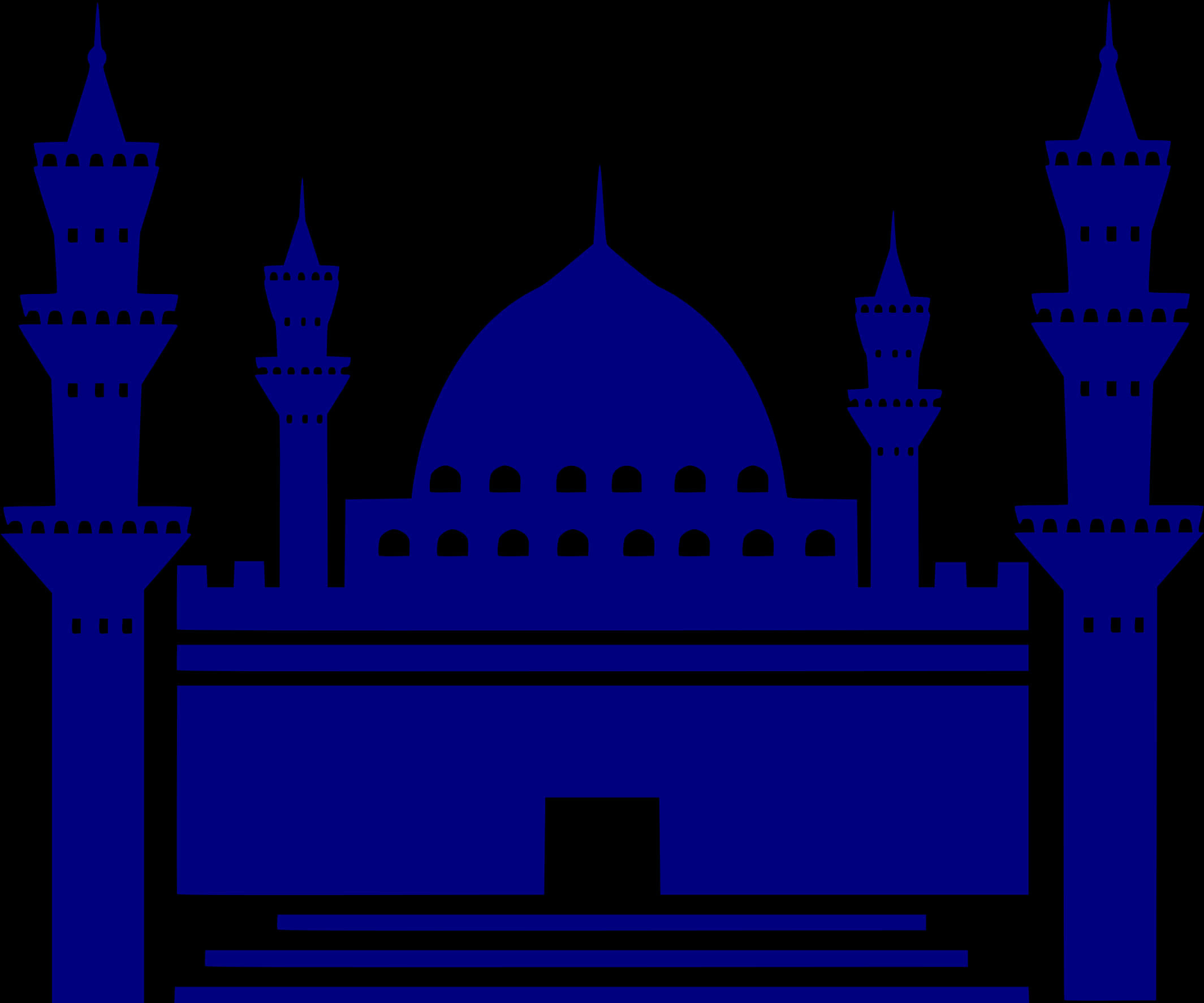 Blue Mosque Silhouette Graphic PNG Image