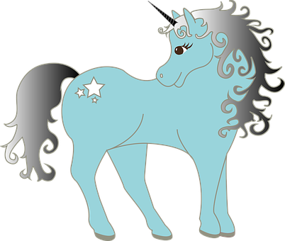 Blue Mythical Unicorn Illustration PNG Image