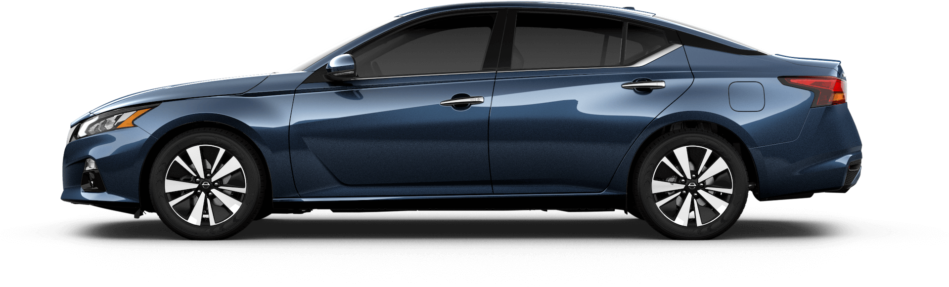 Blue Nissan Sedan Side View PNG Image