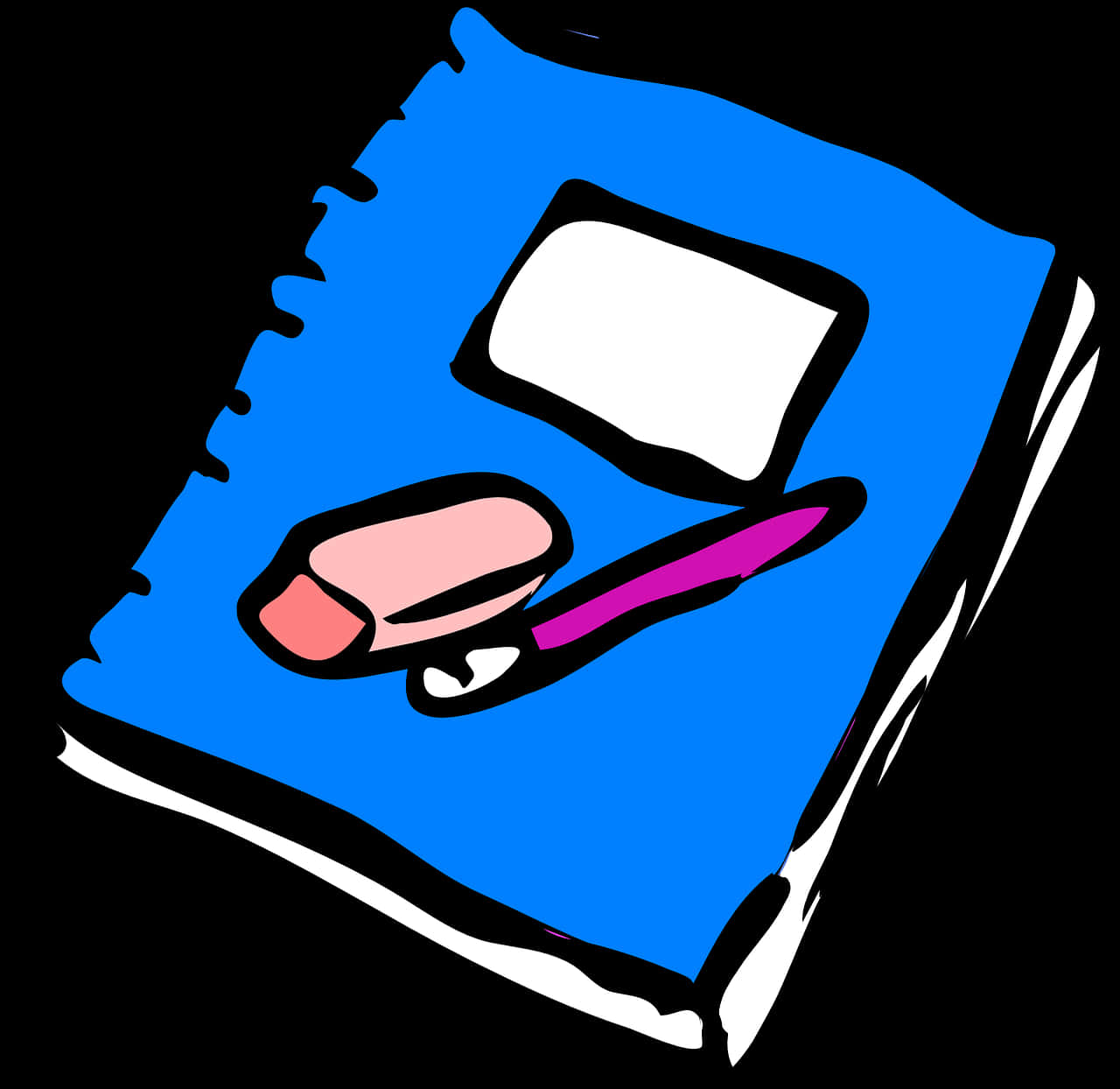 Blue Notebook Eraserand Pen PNG Image