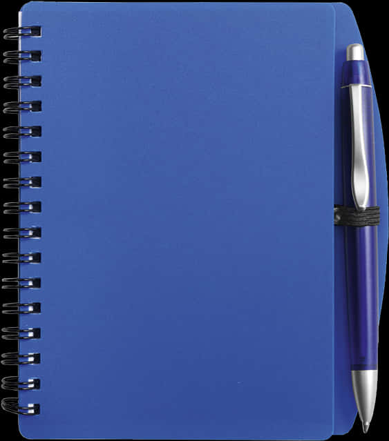 Blue Notebookand Pen PNG Image