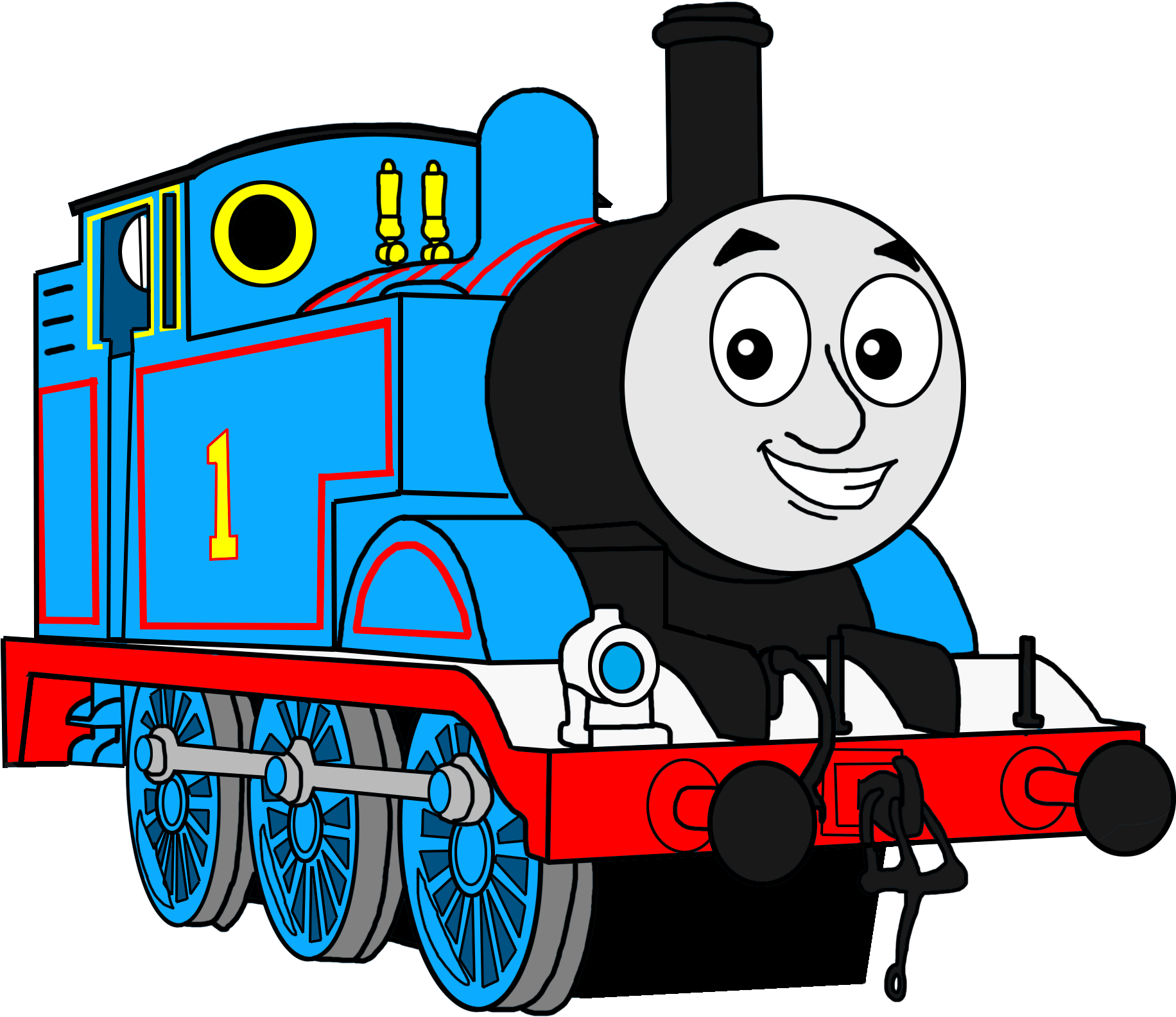 Blue Number One Train Cartoon PNG Image