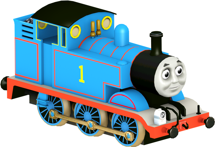 Blue Number One Train Cartoon Character PNG Image