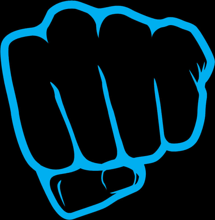 Blue Outlined Fist Illustration PNG Image