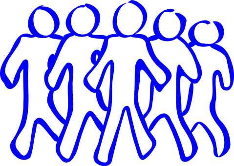 Blue Outlined People Chain PNG Image