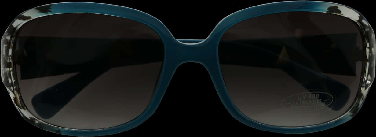 Blue Oversized Sunglasses Black Background PNG Image