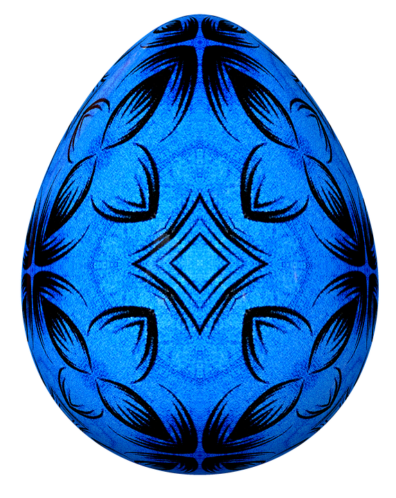 Blue Patterned Easter Egg PNG Image