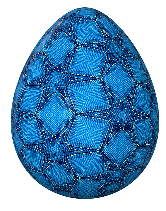 Blue Patterned Easter Egg PNG Image