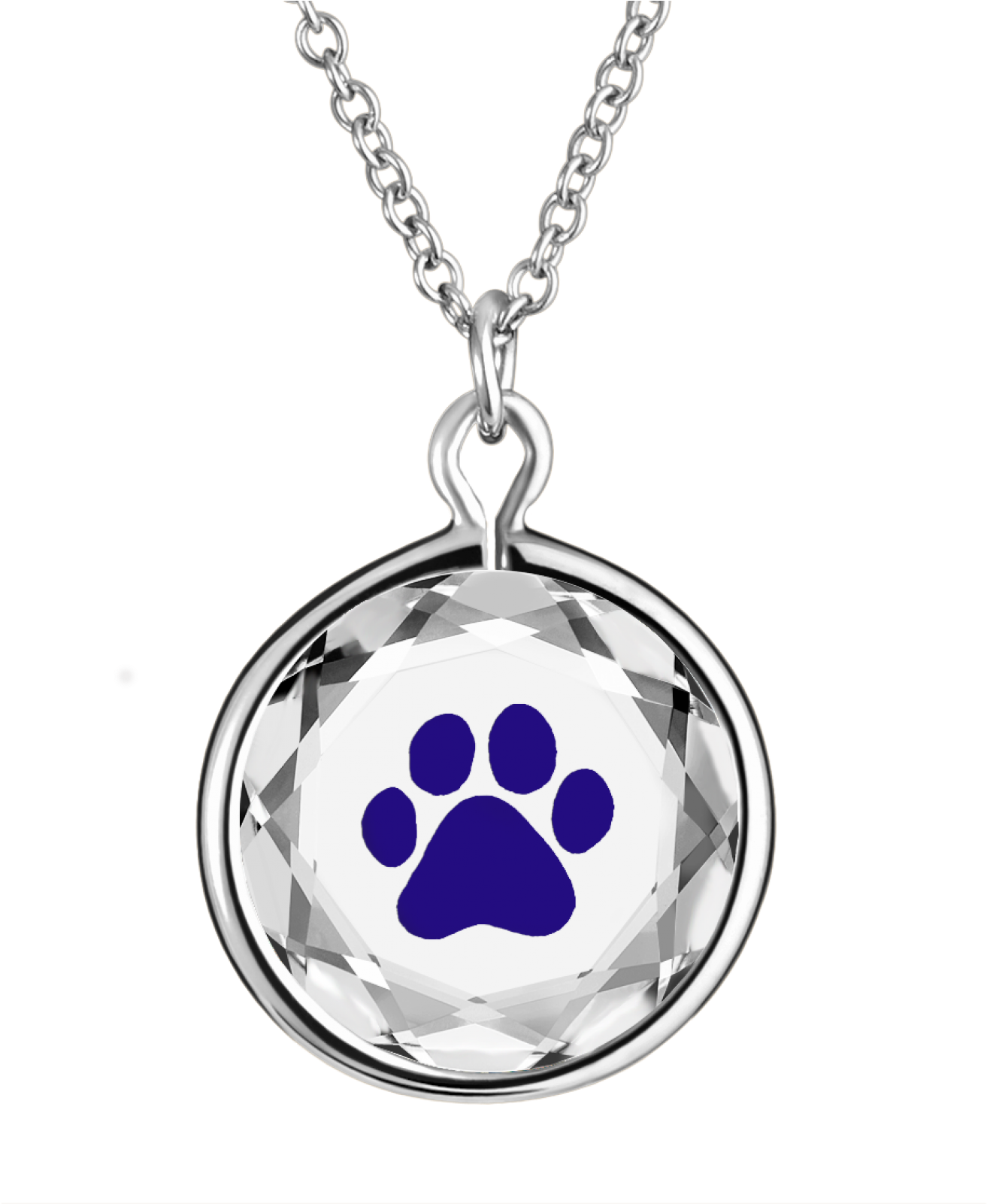 Blue Paw Pendant Necklace PNG Image