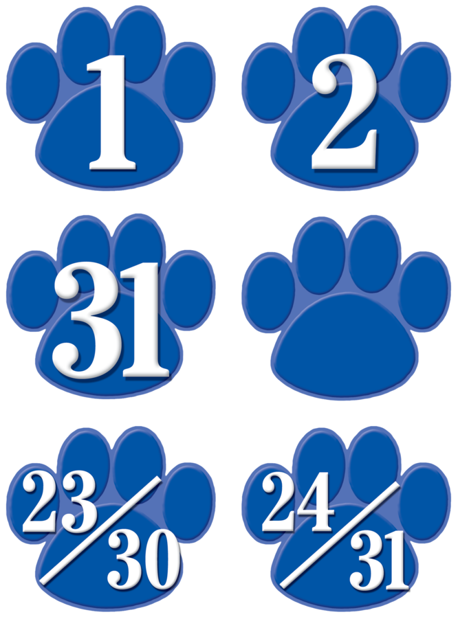 Blue Paw Print Calendar Icons PNG Image