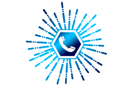 Blue Phone Icon Radiating Lines PNG Image