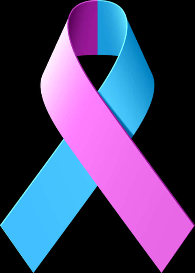 Blue Pink Awareness Ribbon PNG Image