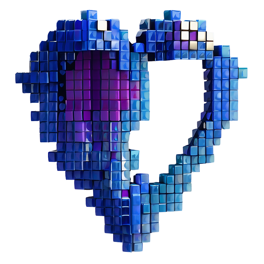 Blue Pixel Heart Png 12 PNG Image