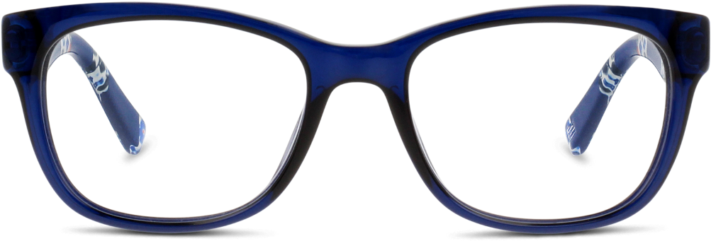 Blue Plastic Eyeglasses Front View PNG Image