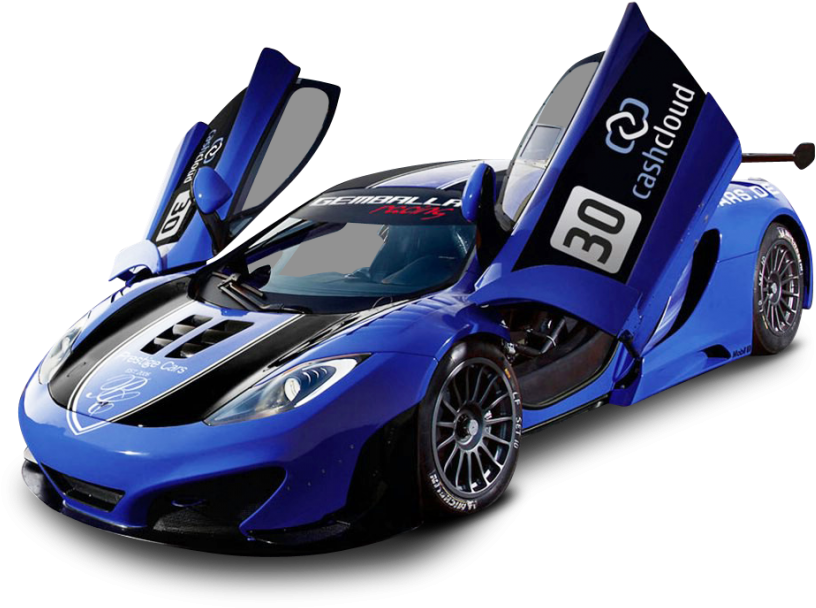 Blue Race Car With Open Doors PNG Image