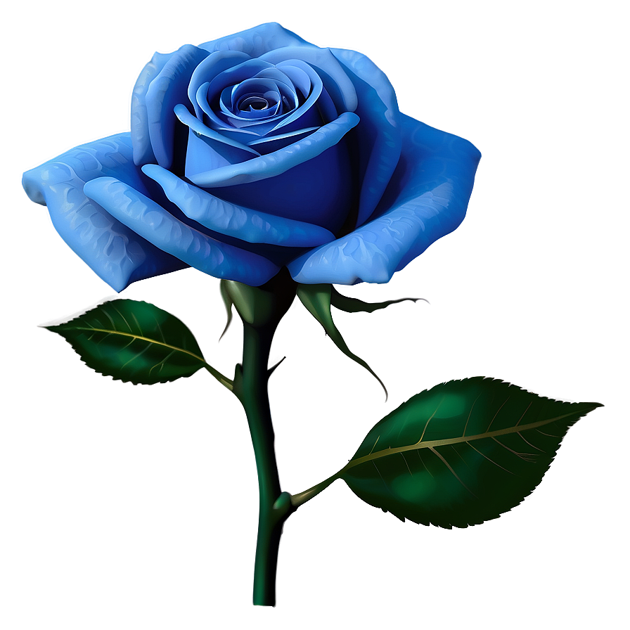 Blue Rose With Leaves Png 06202024 PNG Image