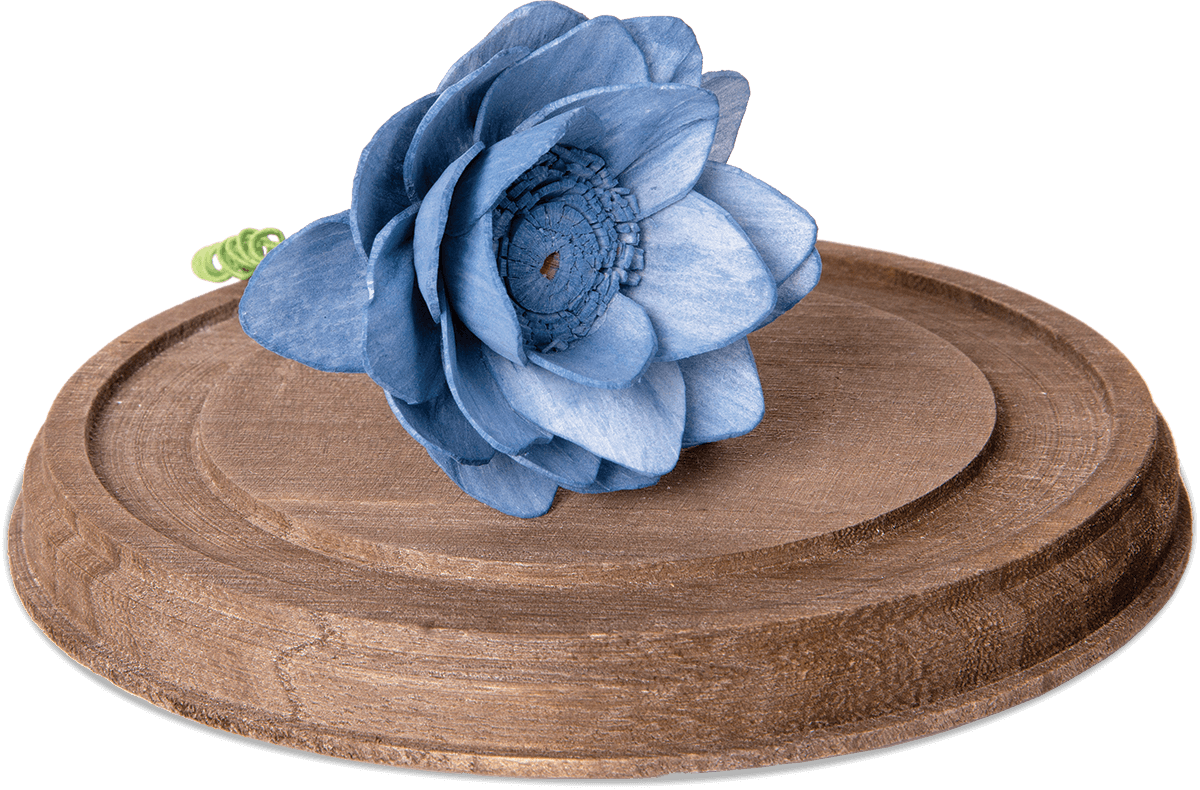 Blue Roseon Wooden Platter PNG Image