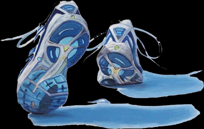 Blue Running Shoes Artistic Representation PNG Image