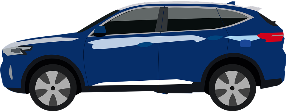 Blue S U V Side Profile Vector PNG Image