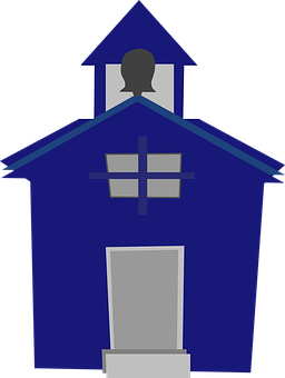 Blue Schoolhouse Graphic PNG Image