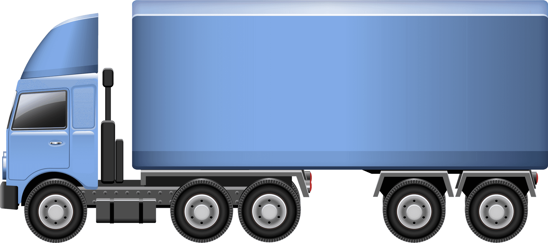 Blue Semi Truck Side View PNG Image