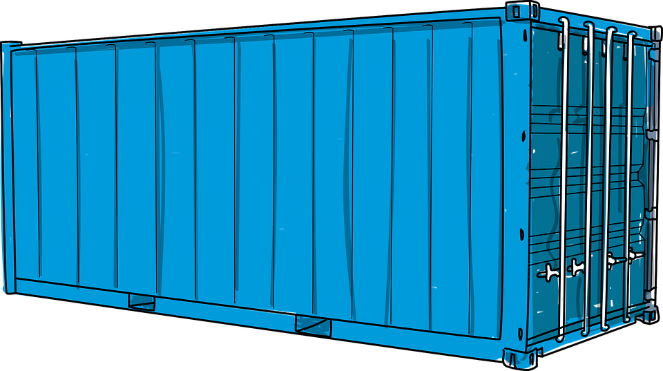 Blue Shipping Container Illustration PNG Image