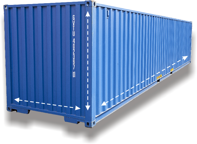 Blue Shipping Container Side View PNG Image