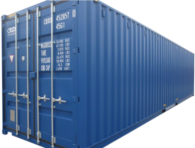 Blue Shipping Container Side View PNG Image