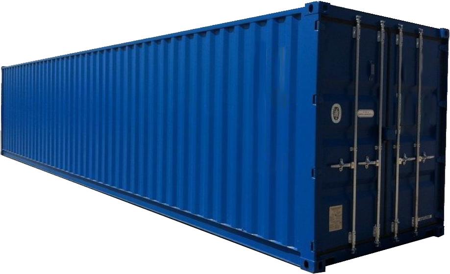 Blue Shipping Container Side View PNG Image