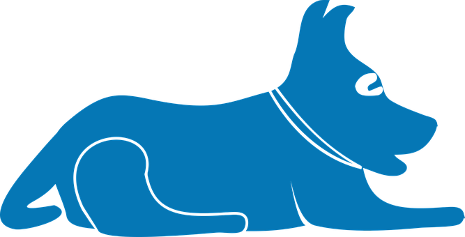 Blue Silhouette Lying Dog PNG Image