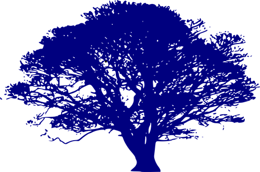 Blue Silhouette Tree Graphic PNG Image