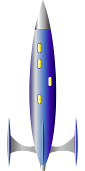 Blue Silver Rocket Illustration PNG Image