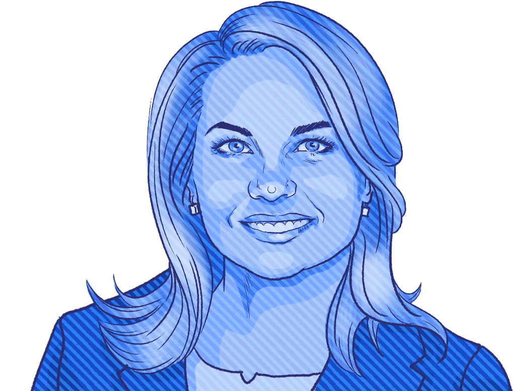 Blue Sketch Portraitof Smiling Woman PNG Image