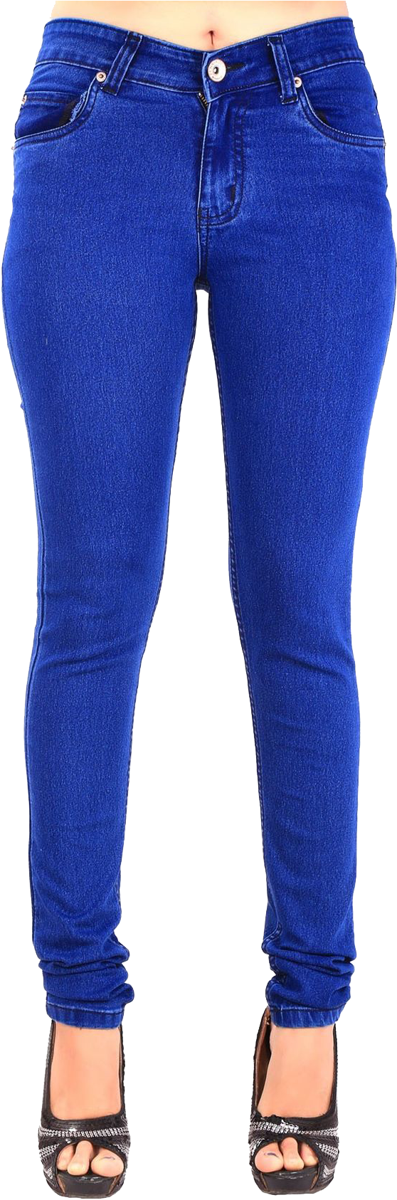 Blue Skinny Jeans Product Display PNG Image