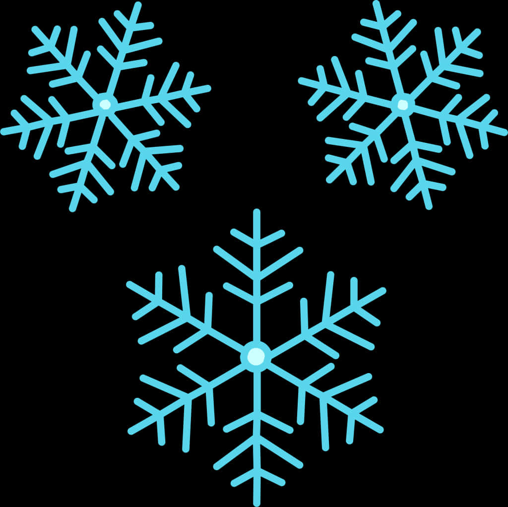 Blue Snowflakeson Black Background PNG Image